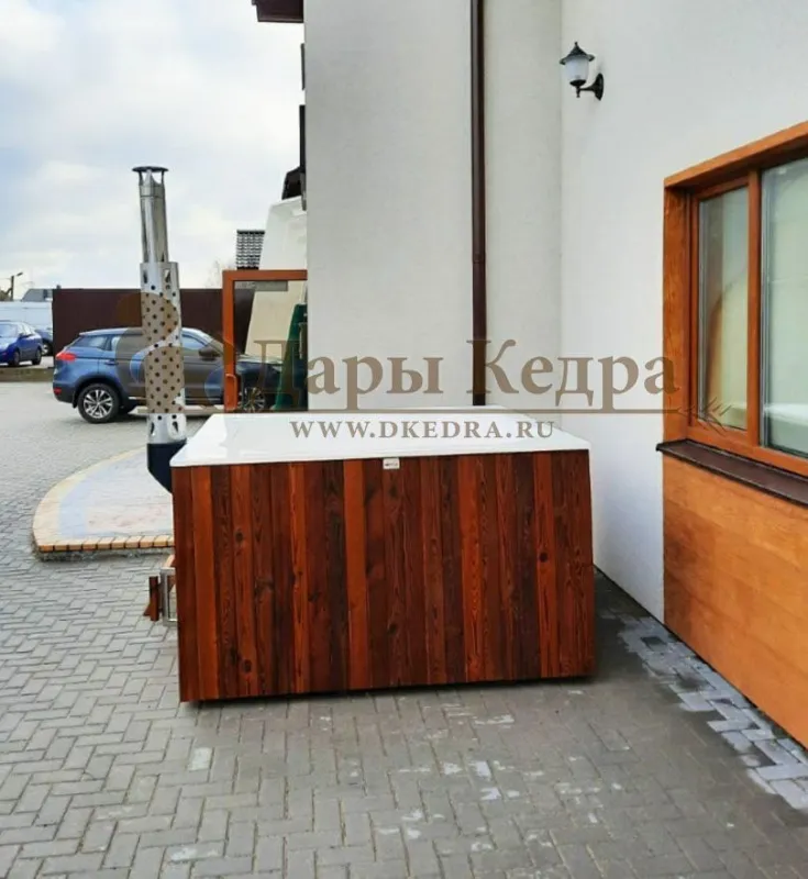 Финская квадратная композитная купель с подогревом (с интегрированной печкой) «кварта интегра 200»